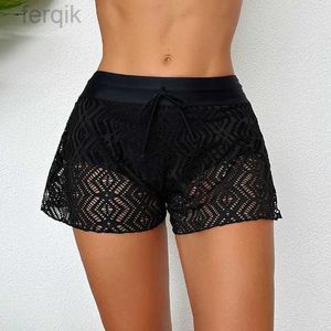 Swimwear féminin Femmes Solid Black Bikini Bottom Sexy Mesh Lignet Ligne nage nage