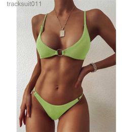 Swimwear féminin Femmes Solid Sexy Swimwear Push Up Bikini Set Fe Summer Bathing Beachwear Swimsuit Lady Two-Piece Beach Swim Suite 210621 C240412