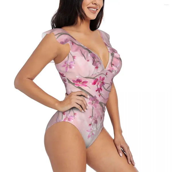 Swimons de maillots de bain pour femmes Spring Tree Branch Blosry Blossom One Piece Sexy Sexe Swuffle Summer Beach Wear Wear Suif Bathing
