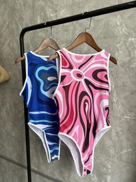 Dames badmode dames zwempak mode blauw roze golf strand zwempak dames kleding maat s/xl one piece ontwerper