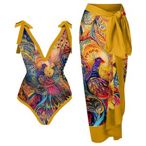 Women's Swimwear Women Swimsuit with Skirt Golden Cover Up Female Retro Holiday Beach Dress Summer Surf Wear 230201
