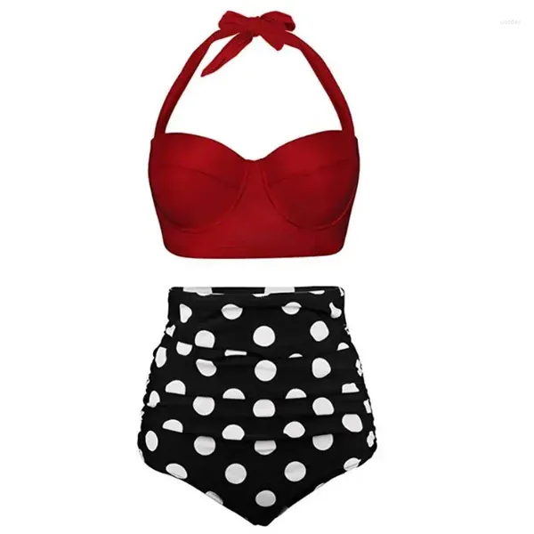 Maillots de bain pour femmes Femmes Deux Pièces Ensemble Underwire Halter Crop Top Taille Haute Tumm Dropship