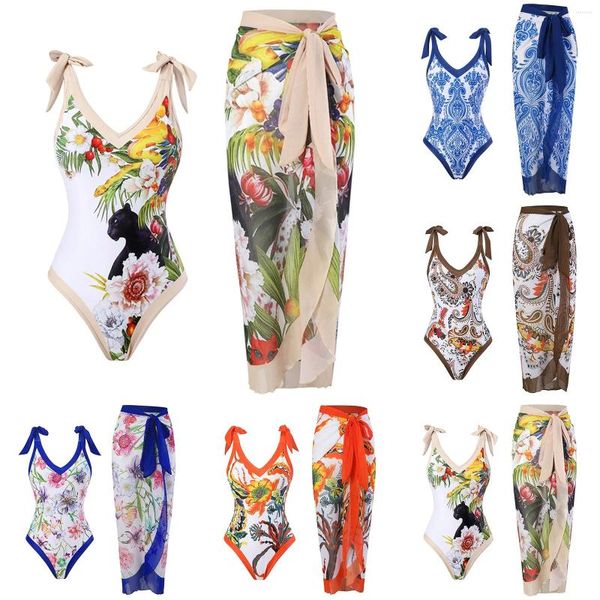 Swimwear de mujeres Mujeres Vintage Colorblock Abstract Floral Print 1 pie