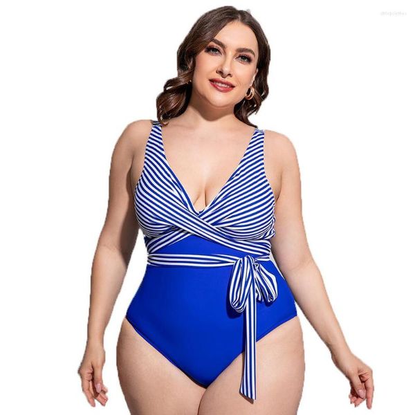 Maillots de bain femmes femmes noir une pièce rayé Push UP maillot de bain Sexy gros seins grande taille tendances 2023 été Bikinis pour les gros bustes