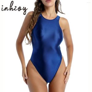 Swimons de maillots de bain pour femmes Bodys à taille haute glossy