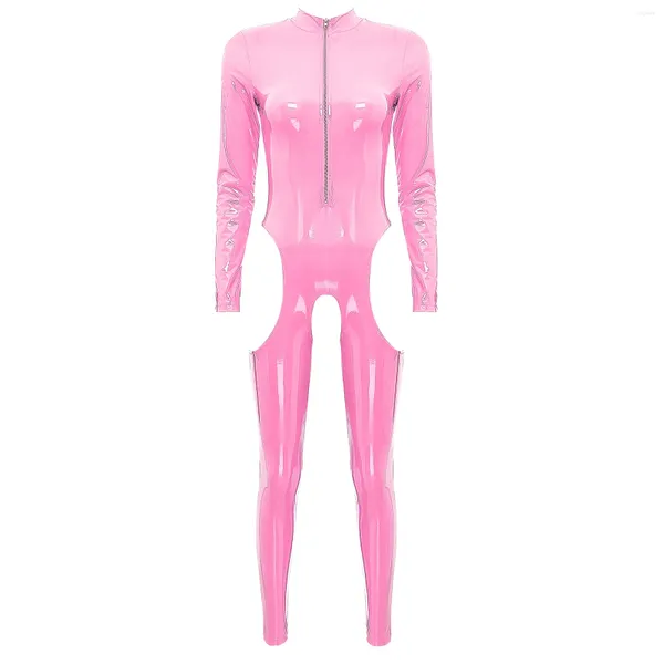 Traje de baño para mujeres lencería para mujer recorte de la entrepierna abierta bodysuit beat lo de cuero de patente monstruos de manga larga cátsuit sexy sexy