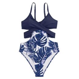 Maillots de bain pour femmes Cintre de bikini imprimé sexy d'une seule pièce pour femmes avec bretelles et coussinets de poitrine sans supports en acier maillot de bain J240330