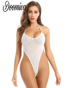 Traje de baño para mujer para mujer ver a través de una pieza traje de baño de corte alto micro monokini bikini mini malla traje de baño delgado lencería body sexy