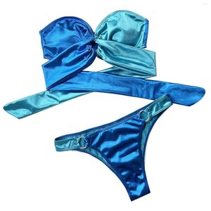 Swimwear de mujeres para mujeres Tie Knot Bandeau Bandeau High Cut Leg Bikini traje de baño