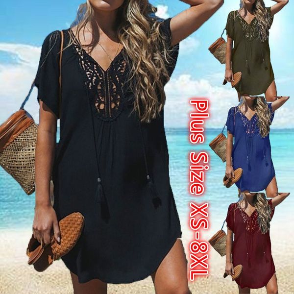 Maillots de bain pour femmes Maillot de bain à manches courtes pour femmes Tops Trim Beach Wear Swim Cover Up Dress Summer Swimming Smock T Shirt 230506