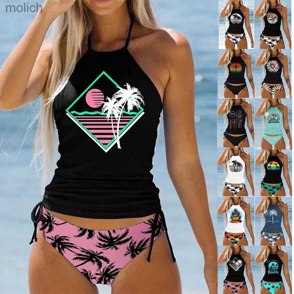 Swimons de maillots de bain pour femmes Summer 3D Bikini imprimé Set Womens Sexy Sweet Two Piece Loose Adapt Switsuit Beach Tankini S-6XL WX