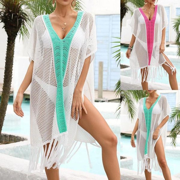 Maillots de bain pour femmes Femmes Été Tricots Creux Glands À La Mode Plage Bikini Maillot De Bain Chemisier Mini Robe Survêtements