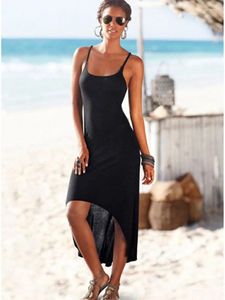 Damen-Bademode für Damen, Sommer, sexy Träger, Abend, Cocktailparty, rückenfrei, Strand, langes Maxikleid, schwarze Kleider