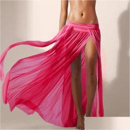 Traje de baño para mujer Traje de baño para mujer 5 colores Y Ropa de baño Bikini Er Up Sheer Beach Wrap Falda Sarong Pareo Shorts Summer Beachwear Long D HHHDF