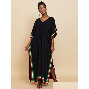 Traje de baño para mujer Traje de baño para mujer Elegante vestido maxi negro 2023 Robe de Plage Cuello en V Bohemio Largo Traje de baño de tamaño extra Ropa de playa Dhyin