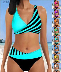 Maillots de bain pour femmes Maillots de bain pour femmes Tankini 2 pièces Maillot de bain régulier 2 pièces Motif imprimé 3D Maillot de bain licou Sport Beachwear Vacances S-5XL L240308