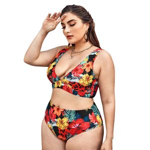 Dames badmode wtcandy 2023 sexy micro floral xxxl bikini set vrouwen hoge taille plus maat 4xl zwempak groot groot strand badpak