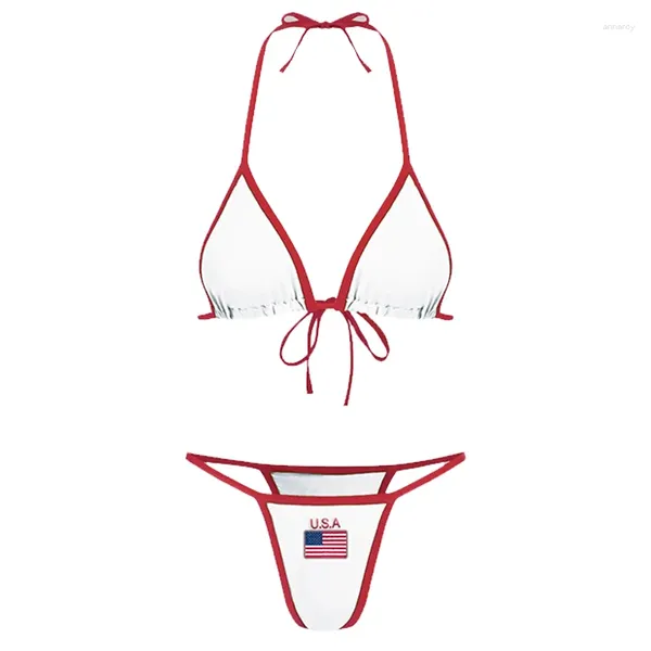 Swimwear femenino Y2K Multi-color American Summer retro sexy lencería bikini sujetador mini tanga traje de baño set