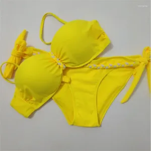 Maillots de bain pour femmes Jaune Beach Wear Plus Taille Maillot de bain Femmes Push Up Bikini Set Girl Bras Maillot de bain 3XL Bandeau Maillots de bain 2024