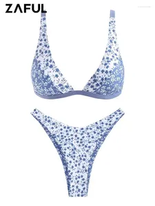 Swimwear pour femmes Zaful Ditsy Floral Print Swimsuit For Women Colorbock Triangle Bikinis Bikinis Bikini Set Bathing