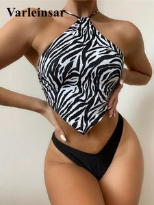 Maillots de bain pour femmes Zebra imprimé dos nu licou bikini femme maillot de bain femme deux pièces ensemble haute coupe baigneur maillot de bain nager V3202