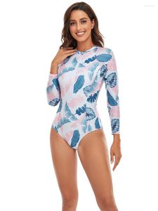 Maillots de bain pour femmes Zipper One Piece Maillot de bain Femme 2023 Surf Rash Guard Manches longues Femmes Femme Maillot de bain Natation Push Up Monokini