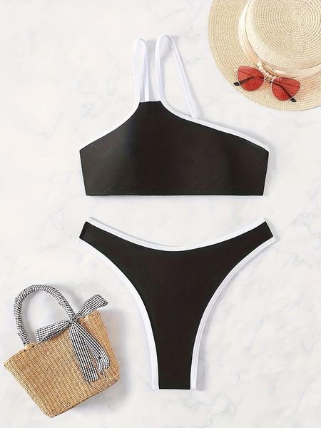 Swimwear pour femmes Ztvitality Sexy One épaule Bikini Set 2024 Arrivée Biquini Bra Bra Patchwork Swimsuit Femmes Summer Beachswear