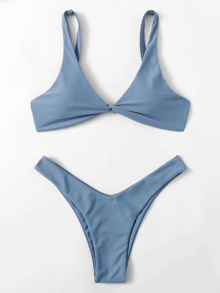 Traje de baño para mujer ZTVitality Solid Tie Sexy Bikini 2021 Venta caliente Sujetador acolchado Vendaje de pierna alta Push Up Bikini Set Traje de baño brasileño Mujer Traje de baño C24315