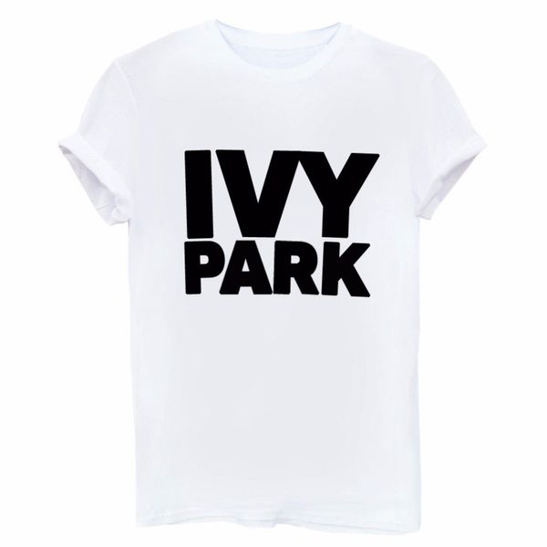 Camiseta de mujer 100% algodón Nuevo verano Ivy Park Camiseta de mujer Algodón Casual Divertido Suelto Blanco Negro Tops Camiseta Hipster Street Camisetas de manga corta para mujer