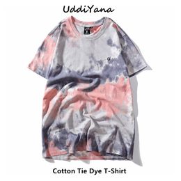 Camiseta de mujer 2021 verano de gran tamaño Tie Dye algodón camisetas Vintage mujer camiseta hombres Harajuku moda sudadera Skateboard Y2K tela