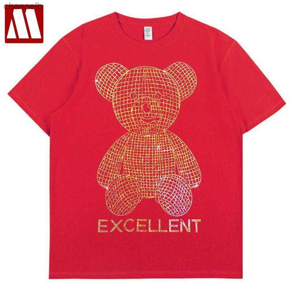 Camiseta de mujer 2022 material de algodón grueso excelente oso diamante camiseta Harajuku S-5XL de manga corta Hip Hop camisetas ropa femenina Tops TeeL230519