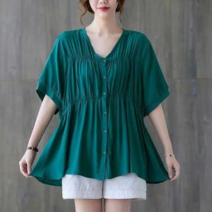 T-shirt féminin 2023 Vêtements pour femmes ultrafines d'été en V Verbe Edition Couleur solide simple poitrine simple de banlieue simple Shirtl2405