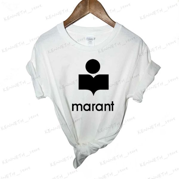 T-shirt femme 2023 Été nouveau haut femme célèbre marque MARAN imprimé manches courtes pur coton col rond T-shirt basique T240129