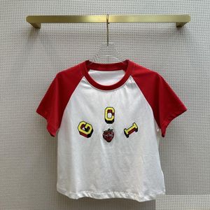 T-shirt Femme 2024 Blocage de couleur Shoder Imprimer et brodé Court Drop Livraison Vêtements Vêtements pour femmes Tops Tees Dhvkj