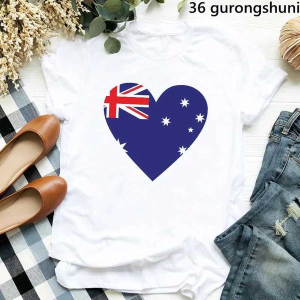 T-shirt féminin 2024 Tee-shirt de mode d'été Femme Funny Australia Kangaroo Map Imprimement Tshirt HARAJUKU THIRT THIRTS TOPS TOPS WHOLESALE D240507