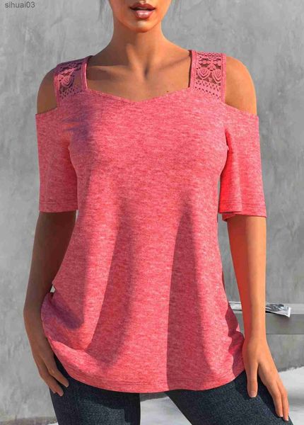 T-shirt féminin 2024 femmes mode l-5xl rose rose t-shirt Blouses décontractées