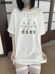 T-shirt Femme 2024 Y2K Esthétique Été Lâche T-shirt Femmes Casual O Cou Japonais Dessin Animé Tops Mignon À Manches Courtes Kawaii Doux Harajuku Tees