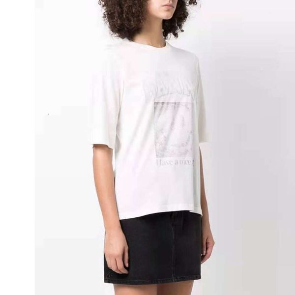 T-Shirt femme 23ss nouveau style vieux point de sable lettre anglaise visage souriant imprimé coton T-Shirt à manches courtes pour femmes