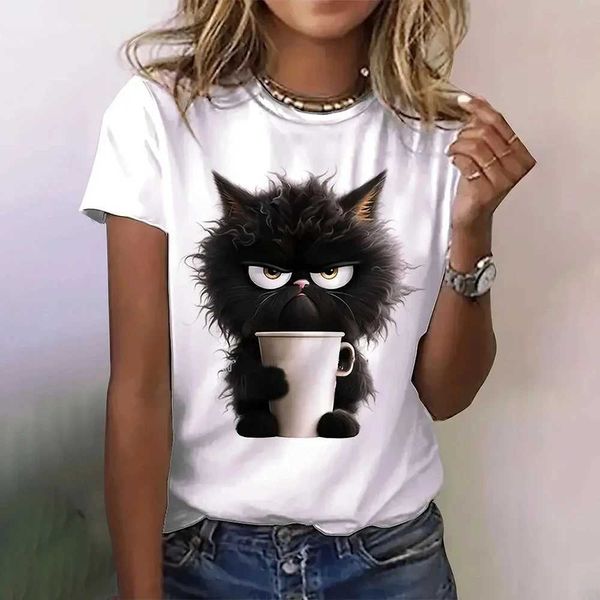 T-shirt féminin 3d chat kawaii imprimement t-shirts d'été nouveaux tops pour la femme fashion décontractée harajuku drôle de vêtements féminins