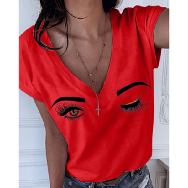 T-shirt femme 3d T-shirt sexy imprimé cils T pour dames mode rue manches courtes hauts vêtements surdimensionnés en vrac 230422