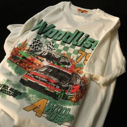 T-shirt Femme 90s Vintage Racing Car Graphic T-shirts Hip Hop surdimensionné Hommes Femmes Tops à manches courtes 100% coton Été Large 2XL Casual 230404