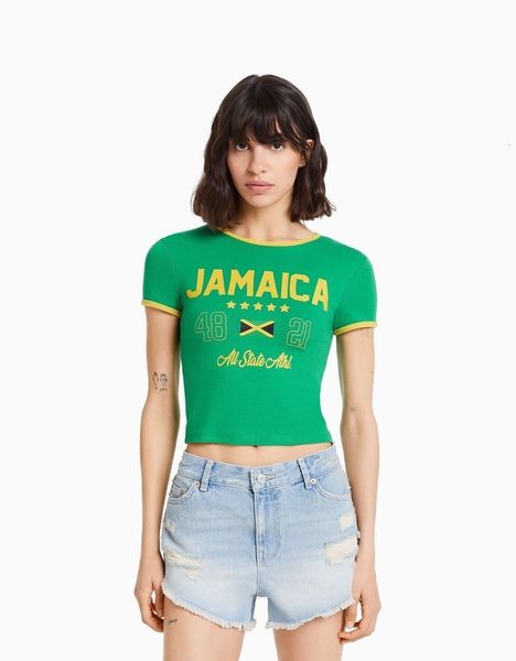 Camiseta de mujer Estética JAMAICA Letra impresa Corte gótico Top Street Wear Camiseta de bebé Retro Casual Manga corta Y2k Ropa 230720