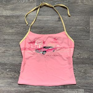 T-shirt Femme Esthétique Sexy Rose Sans Manches Débardeurs Vintage Mignon Imprimer Grunge Streetwear Crop Y2k Vêtements Gothique Filles Corset 230721