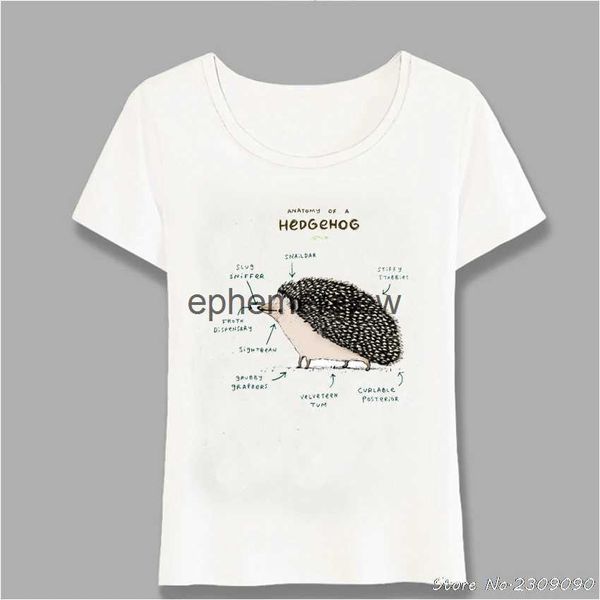 T-Shirt Femme Anatomie d'un hérisson imprimé T-Shirt 2019 nouvel été nouveauté femmes t-shirt Style Simple jeune fille hauts mode dames t-shirts HarajukuH24222