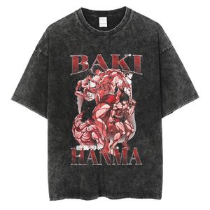 Camiseta para mujer Anime Baki Haman Camisetas Harajuku Vintage 100% algodón camiseta lavada para hombres Hip Hop Streetwear camiseta de gran tamaño 230823