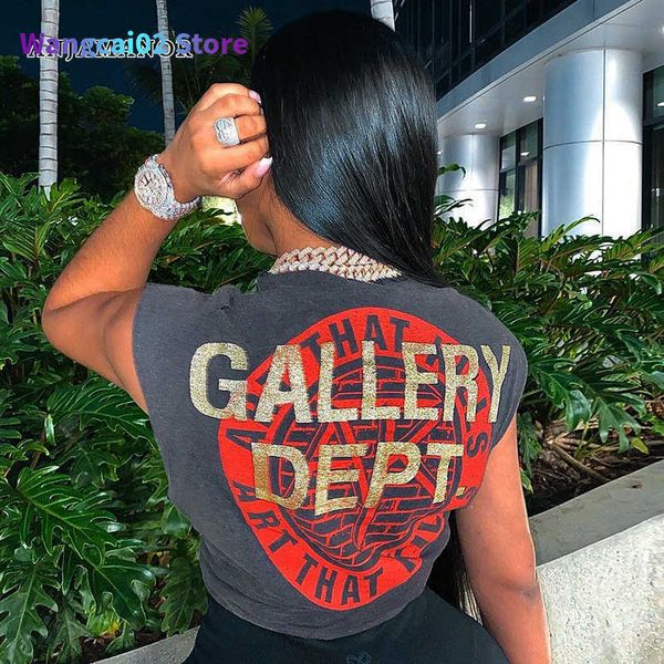 Camiseta para mujer ANJAMANOR con estampado de letras, camiseta gráfica gris, camiseta sexy sin mangas a la moda, camisetas de gran tamaño para mujer Trashy Y2k, camisetas sin mangas D85-BD15 022223H