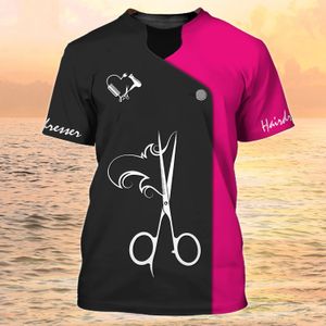 Camiseta para mujer, camisa de barbería, camiseta de peluquero para mujer, camisetas de manga corta personalizables con estampado 3D, ropa informal de gran tamaño para mujer 230325