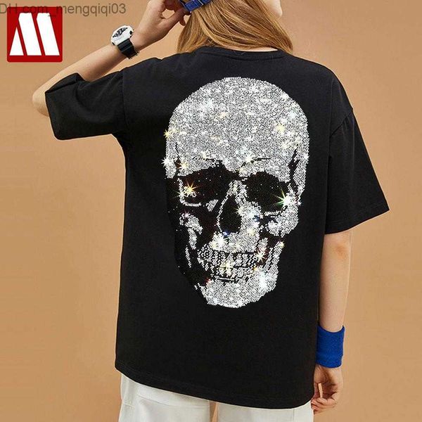 Camiseta de mujer Camiseta de esqueleto hermoso Camiseta de manga corta de verano 2022 para mujer Ropa de calle de moda para mujer Camiseta de algodón ultrafino Tamaño de diamante de agua S-5XL Z230713