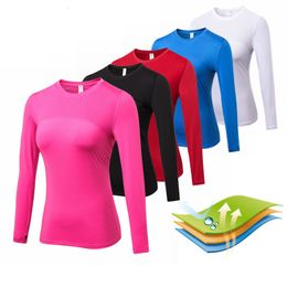 T-shirt Femme Meilleure qualité T-shirts à manches longues Femmes Yoga Gym Collants de compression Sportswear Fitness Séchage rapide Tops Body Shaper Tee 230825