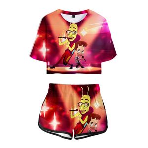 Dames t-shirt grote mond mercheren tweedelig set zomer korte mouw crop top shorts Harajuku streetwear 2022 Amerikaanse volwassen cartoon dames sets